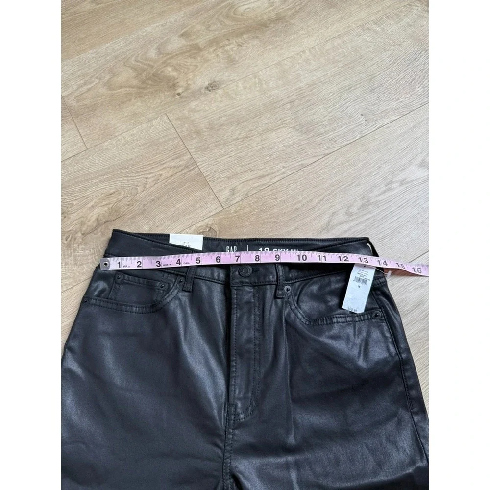 NWT Girls GAP Teen sky high skinny faux leather shinny jeans black stretch 18